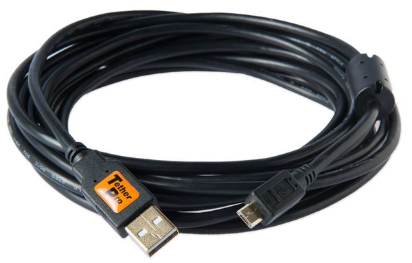 Tether Tools TetherPro USB-Datenkabel für USB 2.0 Typ A an USB 2.0 Micro-B (5-Pin) - 4,6 Meter Länge  schwarz