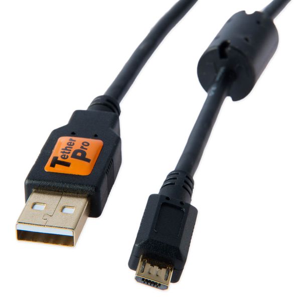 Tether Tools TetherPro USB-Datenkabel für USB 2.0 Typ A an USB 2.0 Micro-B (5-Pin) - 4,6 Meter Länge  schwarz