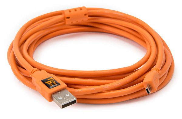 Tether Tools TetherPro USB-Datenkabel für USB 2.0 Typ A an USB 2.0 Mini-B (8-Pin) - 4,6 Meter Länge  orange