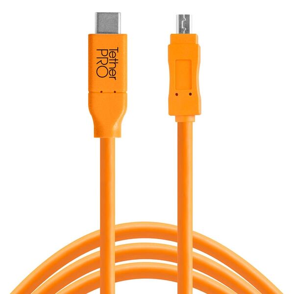 Tether Tools TetherPro USB-Datenkabel für USB-C an USB 2.0 Mini-B8 - gerader Stecker  4,6m orange
