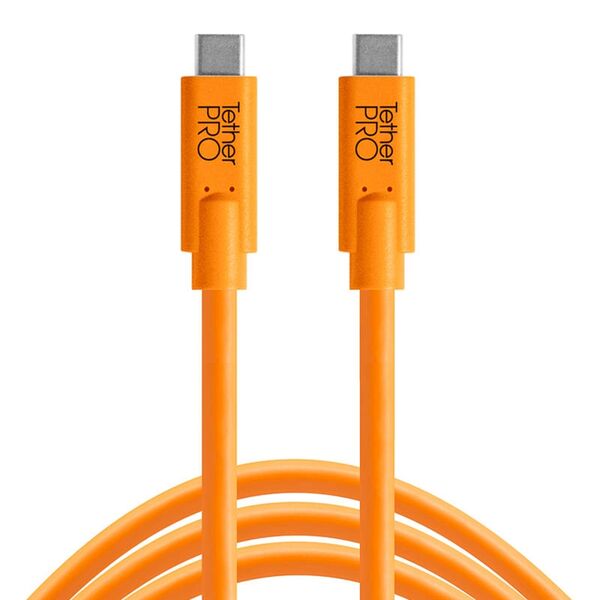 Tether Tools TetherPro USB-Datenkabel für USB-C an USB-C - gerader Stecker  orange 4,6m