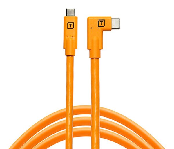 Tether Tools TetherPro USB-Datenkabel für USB-C an USB-C (rechtsgewinkelt)  orange 4,6m
