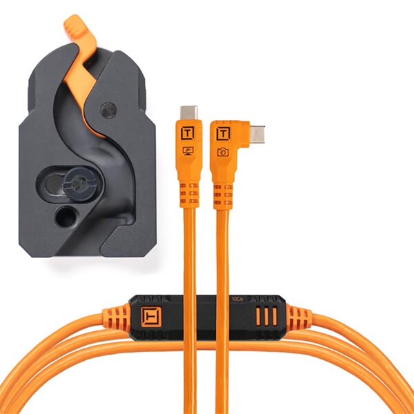 Tether Tools Tools LeverLock & Cable Kit Optima 10G USB-C an USB-C rechtsgewinkelt, 4,6 m  orange