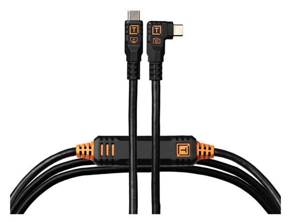 Tether Tools Tools TetherPro Optima 10G Datenkabel USB-C an USB-C rechtsgewinkelt - 4,6 m  schwarz