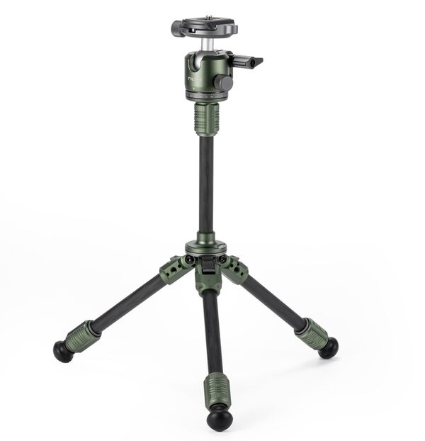 Tilta BT03E Tischkugelkopf mit 1-stufigen Stativbeinen aus Kohlefaser (3KG) ausziehbare Edition  waldgrün 
