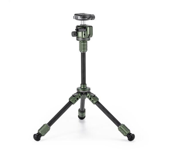 Tilta BT03E Tischkugelkopf mit 1-stufigen Stativbeinen aus Kohlefaser (3KG) ausziehbare Edition  waldgrün 