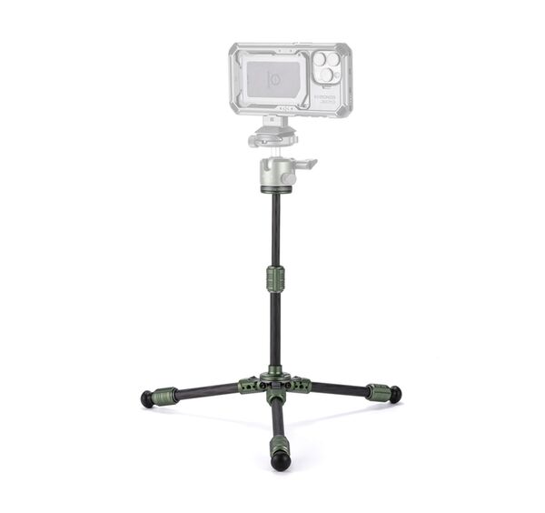 Tilta BT03E Tischkugelkopf mit 1-stufigen Stativbeinen aus Kohlefaser (3KG) ausziehbare Edition  waldgrün 