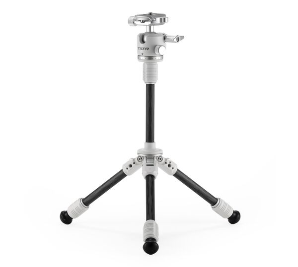 Tilta BT03E Tischkugelkopf mit 1-stufigen Stativbeinen aus Kohlefaser (3KG) ausziehbare Edition  schneeweiß