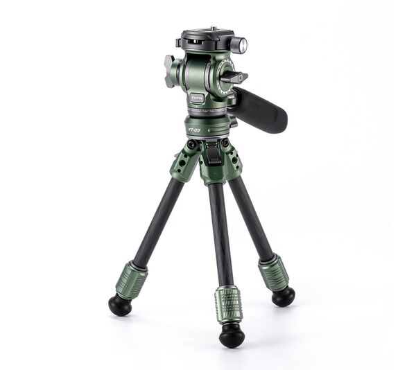 Tilta VT03 Tisch-Video-Fluidkopf mit 1-stufigen Carbonfaser-Stativbeinen (3KG)  waldgrün