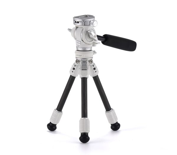 Tilta VT03 Tisch-Video-Fluidkopf mit 1-stufigen Carbonfaser-Stativbeinen (3KG)  schneeweiß