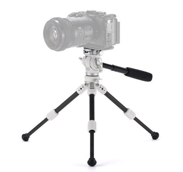 Tilta VT03 Tisch-Video-Fluidkopf mit 1-stufigen Carbonfaser-Stativbeinen (3KG)  schneeweiß