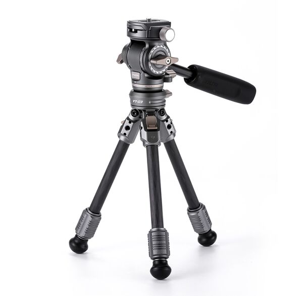 Tilta VT03 Tisch-Video-Fluidkopf mit 1-stufigen Carbonfaser-Stativbeinen (3KG)  Space Gray