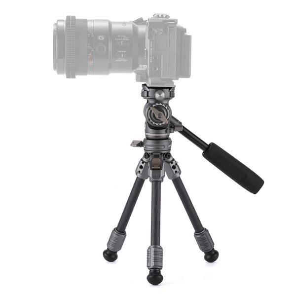 Tilta VT03 Tisch-Video-Fluidkopf mit 1-stufigen Carbonfaser-Stativbeinen (3KG)  Space Gray