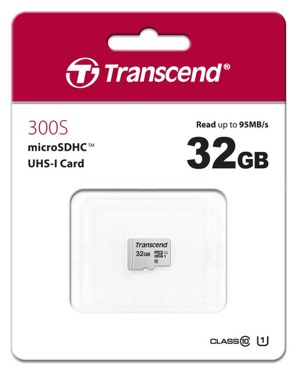 Transcend 32 GB microSDHC-Karte 300S UHS-I U1 Cl10 95/45MB/s 