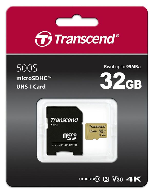Transcend microSDHC Card 500S UHS-I U3 Cl10 95/60MB/s  32 GB