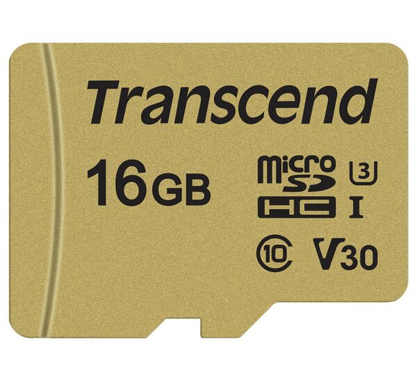 Transcend microSDHC Card 500S UHS-I U3 V30 95/60MB/s  16 GB