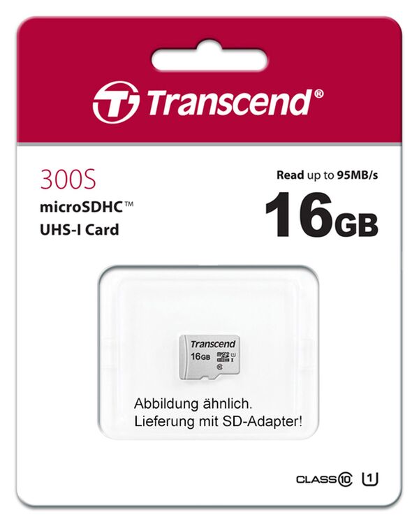 Transcend microSDHC-Karte mit Adapter  16 GB
