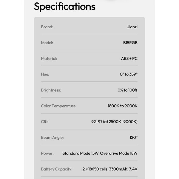 Ulanzi B15RGB Tube Light 