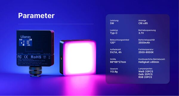 Ulanzi VL49 Pro Mini RGB Video Lamp 