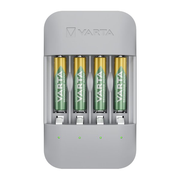 Varta Eco Charger Pro Recycled + 4x AAA 800 mAh, Ladegerät inkl. NiMh Akkus 