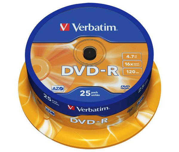 Verbatim DVD-R 4.7GB/120Min/16x Cakebox  25er-Pack