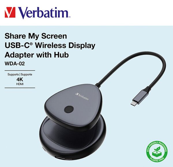 Verbatim Share My Screen WDA-02, 4K Wireless Video-Adapter mit Hub 