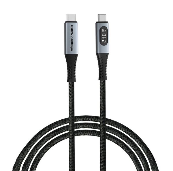 Verbatim USB-C/USB-C 240W 1,2m LED-Anz. Ladekabel schwarz, Sync&Charge, 40GBit/s 