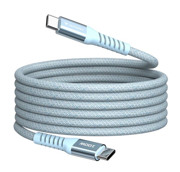 Verbatim USB-C/USB-C Ladekabel 1,2m Sync&Charge, 100W, 480MBit/s, Magnetic  blau