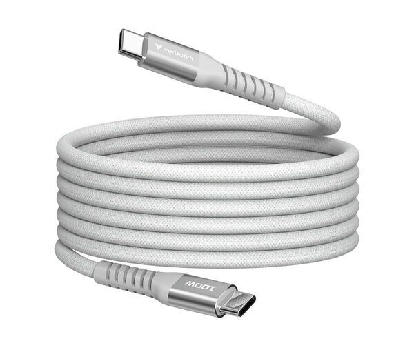 Verbatim USB-C/USB-C Ladekabel 1,2m Sync&Charge, 100W, 480MBit/s, Magnetic  grau