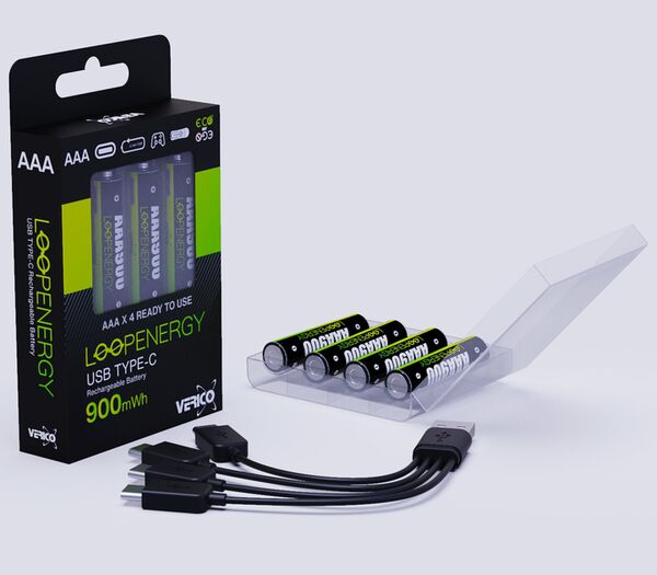 Verico LoopEnergy mit USB-C Eingang  USB AAA-Akkus 900mWh