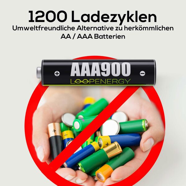 Verico LoopEnergy mit USB-C Eingang  USB AAA-Akkus 900mWh