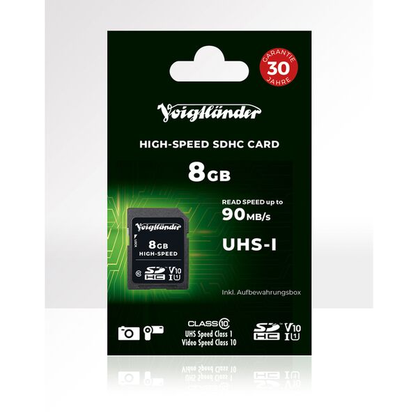 Voigtländer High-Speed SDHC, UHS-I Cl10, U1, V10 (90/12 MB/s)  8 GB