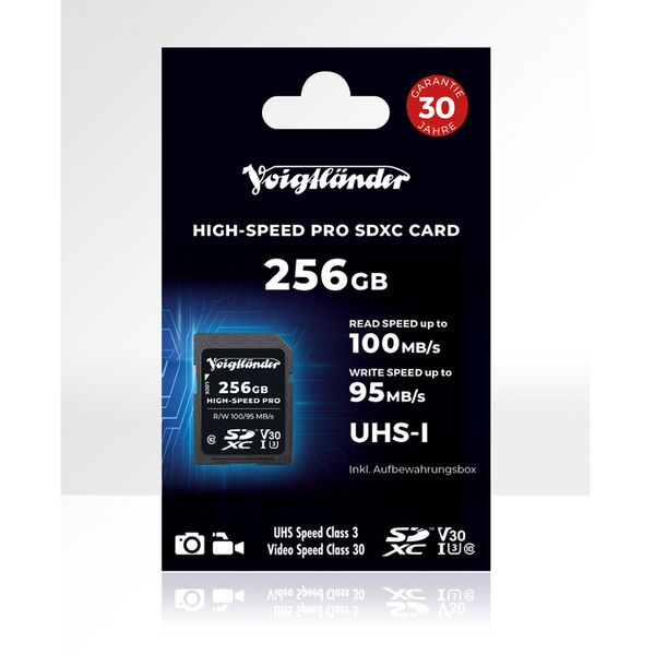 Voigtländer Prof. High-Speed SDXC, UHS-I, Cl10, U3, V30 (100/95 MB/s)  256 GB