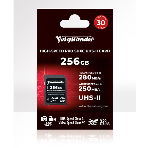 Voigtländer Prof. High-Speed SDXC, UHS-II, Cl10, U3, V90 (280/250 MB/s)  256 GB