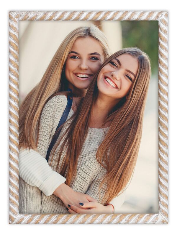 ZEP Lisse Holzrahmen zum Hängen und Stellen  13x18 cm weiß/natur, Vintage