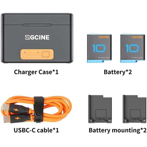 ZGCINE GoPro Ladegerät w/ 2X 901 Battery (PS-G10-Mini-K2) 