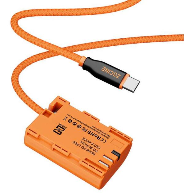 ZGCINE USB-C To LPE6 Dummy Battery Cable (PD-LPE6) 