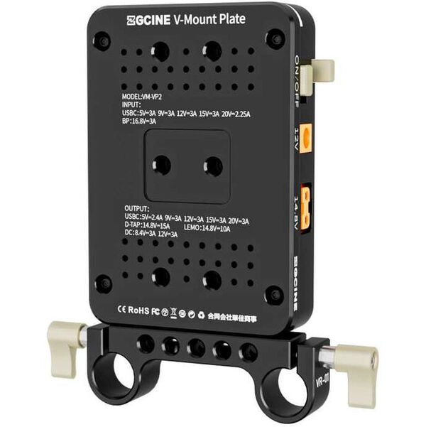 ZGCINE V-Mount Plate/Charger On 15mm Rod Mount (VM-VP2-K1) 