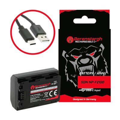 Berenstargh Akku Sony NP-FZ100 2400mAh USB-C Input 