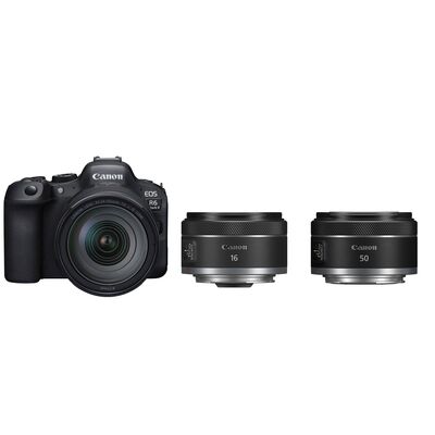 Canon EOS R6 Mark II + RF 24-105mm F4 L IS USM + RF 16mm f/2,8 STM + RF 50mm f/1,8 STM 