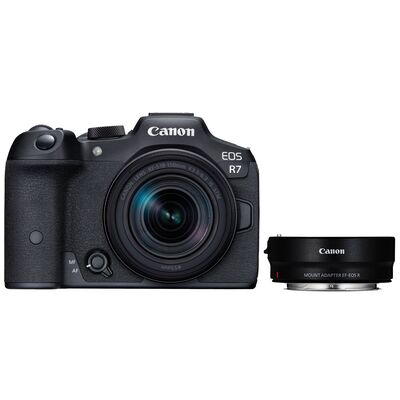 Canon EOS R7 + RF-S 18-150mm F3.5-6.3 IS STM + Objektivadapter EF-EOS R (ohne Steuerungsring) 