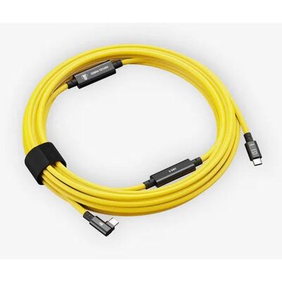 COBRAUNION USB-C Tether Kabel - 10M 5G  Gerade - 90° abgewinkelt gelb
