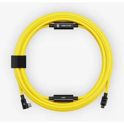 COBRAUNION USB-C Tether Kabel - 10M 5G  Gerade - 90° abgewinkelt gelb