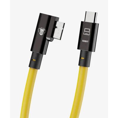 COBRAUNION USB-C Tether Kabel - 5M 10G  Gerade - 90° Micro-B gelb