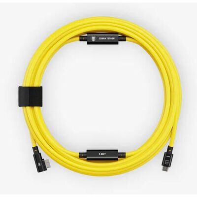 COBRAUNION USB-C Tether Kabel - 5M 10G  Gerade - 90° Micro-B gelb
