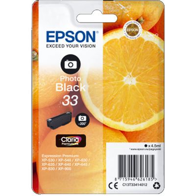 Epson Singlepack Photo Black 33 Claria Premium Ink  schwarz