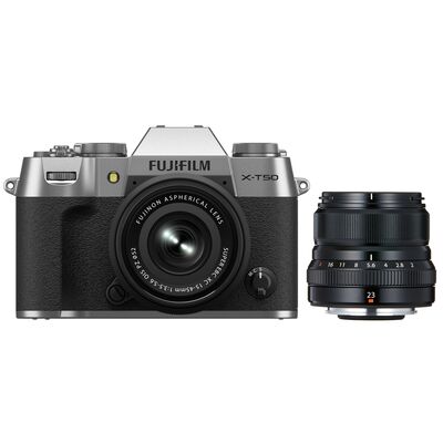 Fujifilm X-T50 + 15-45mm + XF 23mm f/2,0 R WR  silber
