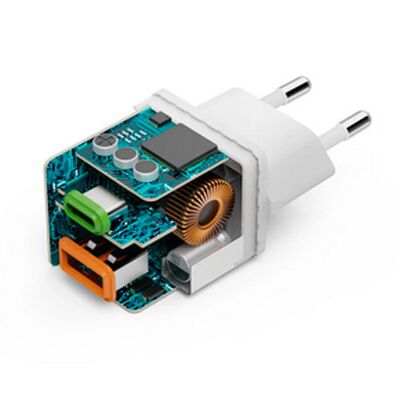 Hama Schnellladegerät, 1x USB-C, 1x USB-A, Mini-Ladegerät, PD  20 Watt weiß