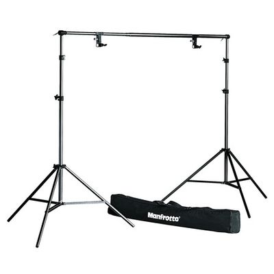 Manfrotto Hintergrund Set: 2 Lampenstative, Querstange, Klemmen u.m. 