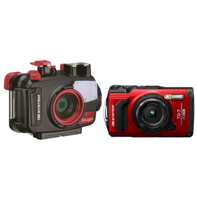 OM SYSTEM TG-7 + Unterwassergehäuse PT-059  rot